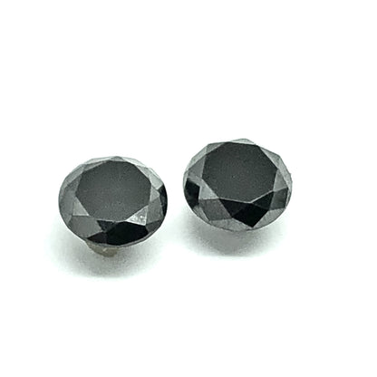 Matched Pair 8.1mm Round Black Diamond Simulant Loose Stones