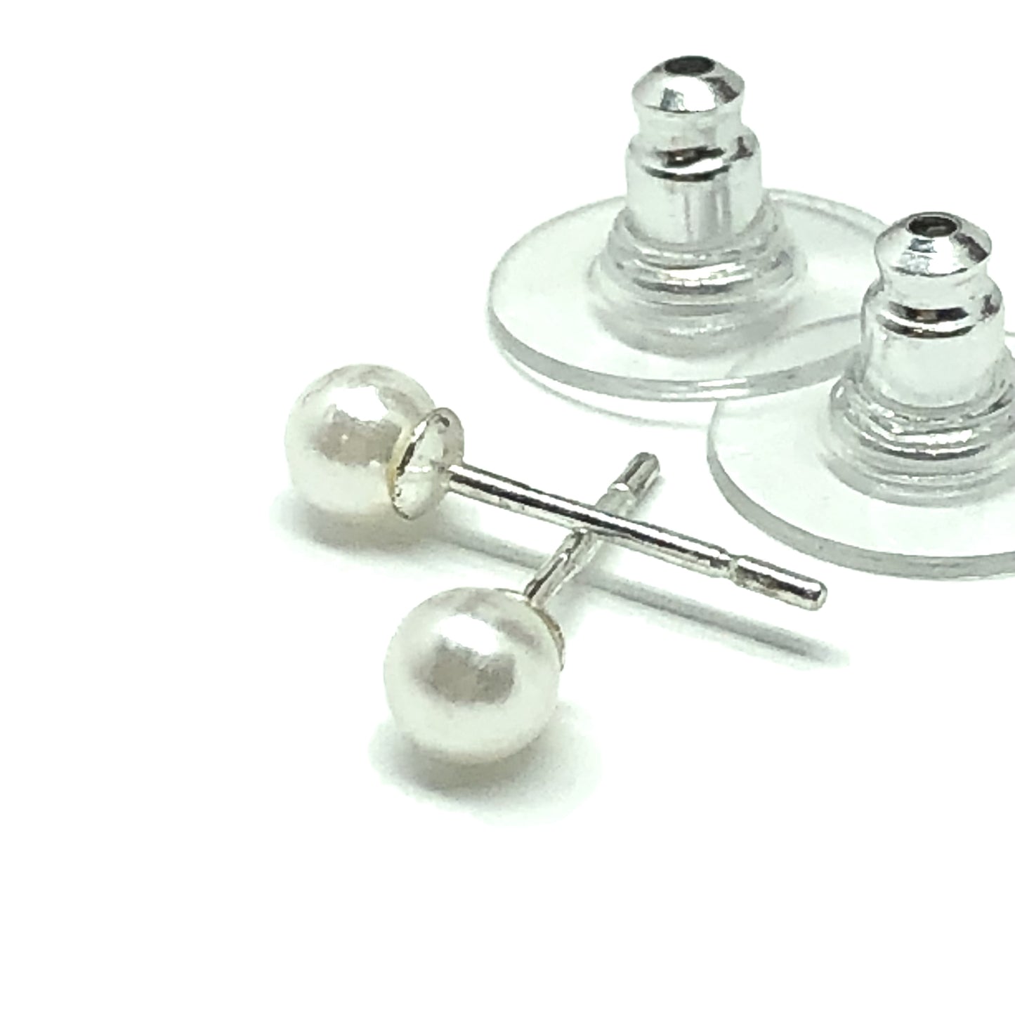 Small Faux White Pearl Sterling Silver Stud Earrings