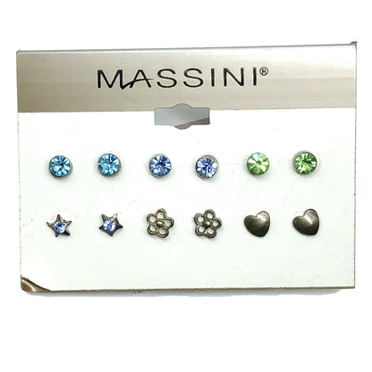 Stud Earrings Womens 6pr Bundle Assorted Bronzed Round Crystal Stone Fashion Earrings