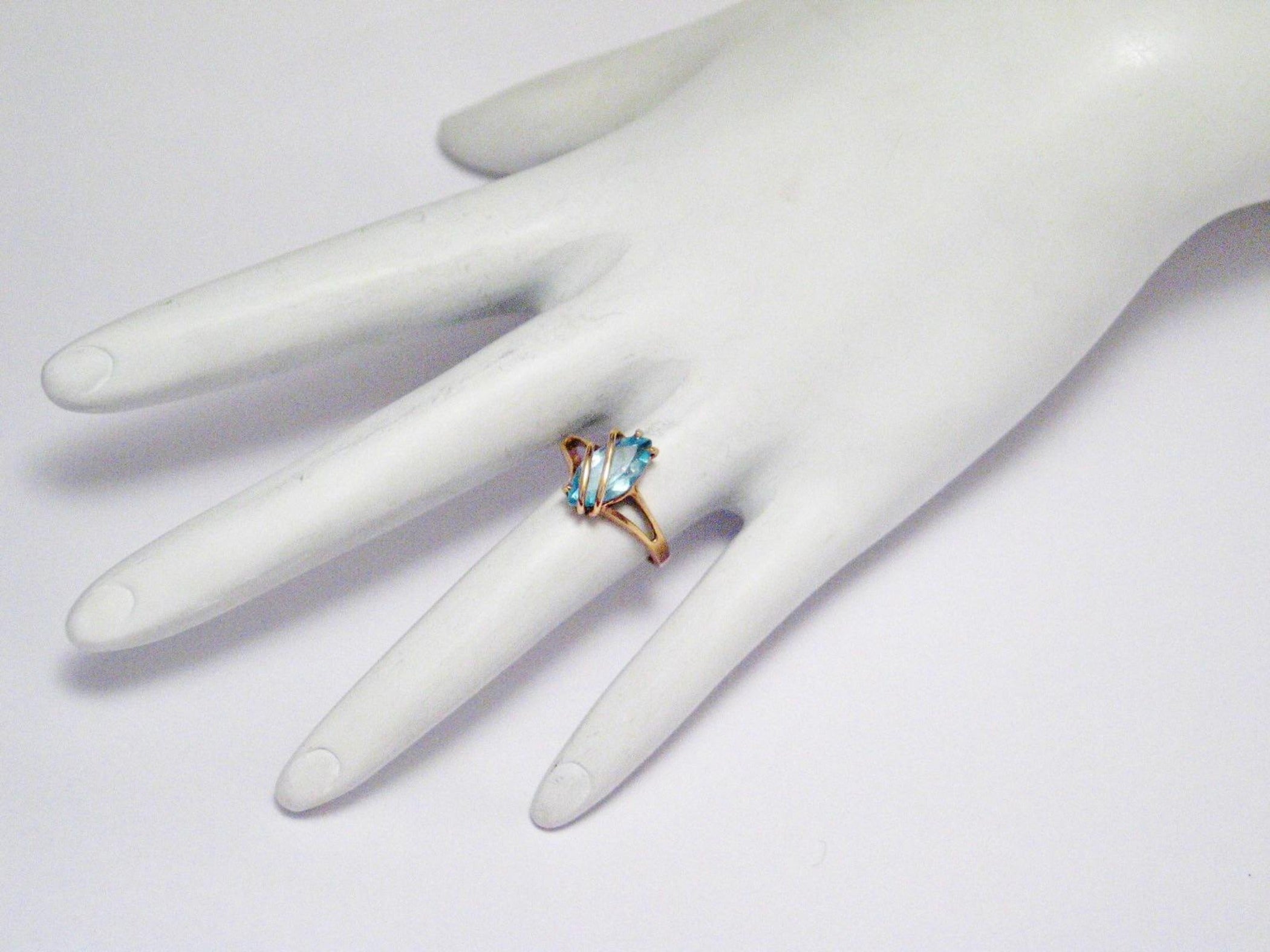 Reserved 10k deals gold cross sold as scrap gold Fancy cut ring and blue topaz ring