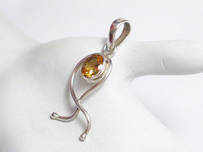 Silver Pendant | Sterling Silver Abstract Art Citrine Stone Pendant | Jewelry