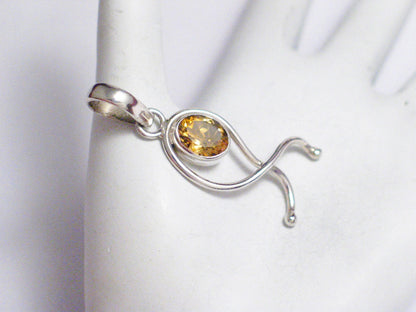 Silver Pendant | Sterling Silver Abstract Art Citrine Stone Pendant | Jewelry