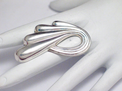 Sterling Silver Brooch, Mens Womens Vintage Abstract Swan, or Rip Curling Wave Design Brooch Lapel Pin