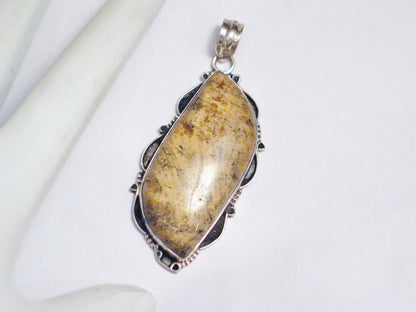 Pendant | Sterling Silver Asymmetrical Brown Jasper Stone Pendant | Jewelry Online