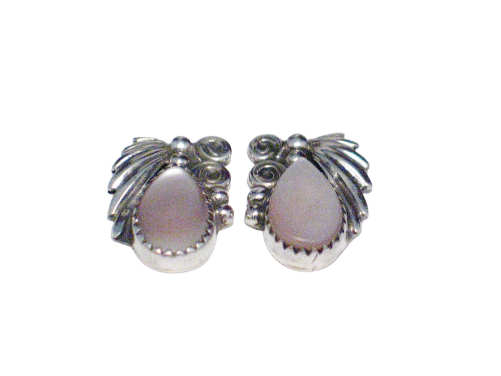 Sterling Silver Stud Earrings, Vintage Southwest Style Pink Pearl Earrings