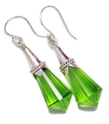 Dangle Earrings, Womens Sterling Silver Fun Bold Vibrant Green Crystal Stone Statement Earrings